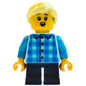 Girl, White and Blue Plaid Shirt, Short Dark Blue Legs